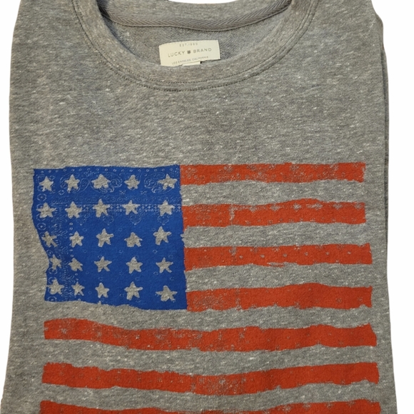 Lucky Brand Gray Ladies Flag Graphic Sweatshirt S - Picture 2 of 7